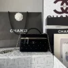 CHANEL Top Handle Bags Velvet Diamond (Black-Gold) 14X19X5CM F00202608072137