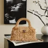CHANEL Top Handle Bags Woven Leather (Beige-Bronze) 13X19X7CM H50202608071431
