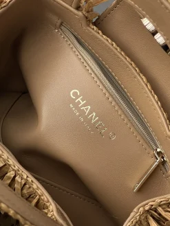 Alternative view of CHANEL Top Handle Bags Woven Leather (Natural-Gold) 13X19X7CM H80202608070622