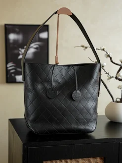 CHANEL Totes Bags Calf Leather (Black-Gold) 12X32X31CM I00202608072965