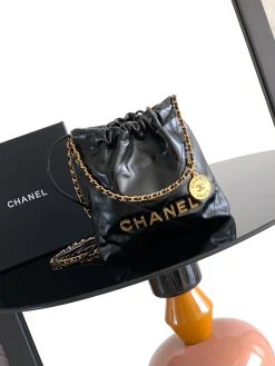 CHANEL Totes Bags Calf Leather (Black-Gold) 20X19X6CM E00202608073048