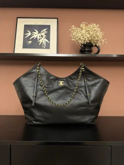 CHANEL Totes Bags Calfskin Leather (Black-Gold) 36X59X13CM G50202608072855