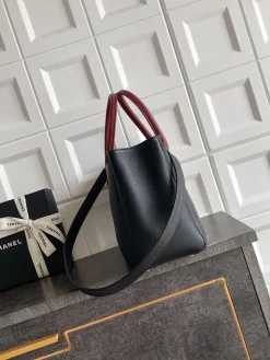 Alternative view of CHANEL Totes Bags Calfskin Leather (Black-Red) 24X36X14 CM H50202608071204