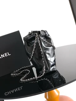 Alternative view of CHANEL Totes Bags Calfskin Leather (Black-Silver) 20X19X6CM F00202608073047