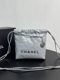 CHANEL Totes Bags Calfskin Leather (Grey-Silver) 20X19X6 E00202608073037