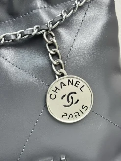 Alternative view of CHANEL Totes Bags Calfskin Leather (Grey-Silver) 20X19X6CM E00202608073038