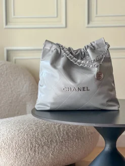 CHANEL Totes Bags Calfskin Leather (Grey-Silver) 39X42X8CM F30202608072043