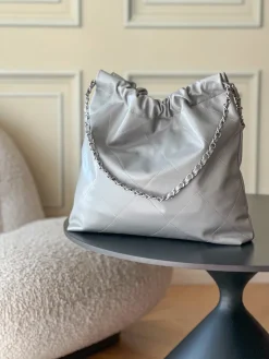 Alternative view of CHANEL Totes Bags Calfskin Leather (Grey-Silver) 39X42X8CM F30202608072043
