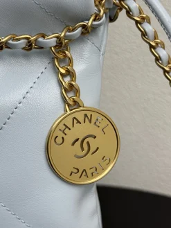 Alternative view of CHANEL Totes Bags Calfskin Leather (Light Blue-Gold) 20X19X6 F00202608073044