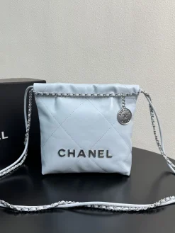 CHANEL Totes Bags Calfskin Leather (Light Blue-Silver) 20X19X6 F00202608073045