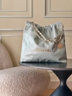 CHANEL Totes Bags Calfskin Leather (Light Green-Gold) 39X42X8CM F30202608072046