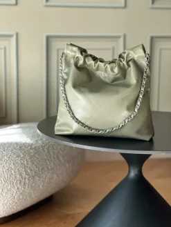 Alternative view of CHANEL Totes Bags Calfskin Leather (Olive Green-Silver) 35X37X7CM F00202608072066