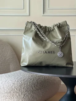 CHANEL Totes Bags Calfskin Leather (Olive-Silver) 39X42X8CM F30202608072039