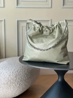 Alternative view of CHANEL Totes Bags Calfskin Leather (Olive-Silver) 39X42X8CM F30202608072039