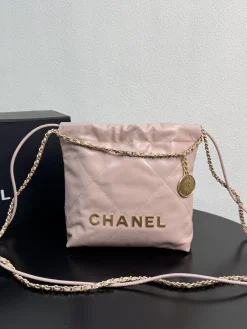 CHANEL Totes Bags Calfskin Leather (Pink-Gold) 20X19X6CM E00202608073036