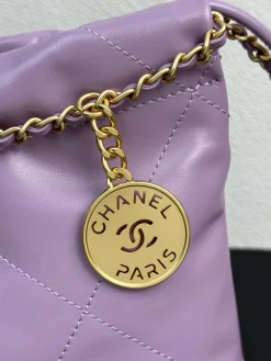 Alternative view of CHANEL Totes Bags Calfskin Leather (Purple-Gold) 20X19X6 E00202608073035