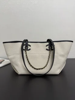 CHANEL Totes Bags Canvas (Beige-Black) One Size A000202608070171