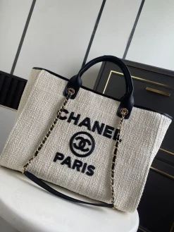 Alternative view of CHANEL Totes Bags Canvas Leather (Cream-Black) 38CM G80202608070760