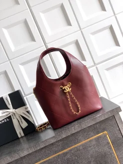 CHANEL Totes Bags Caviar Leather (Burgundy-Gold) 26X18X10CM I00202608072980