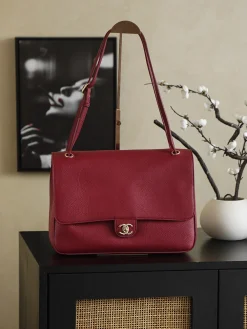 CHANEL Totes Bags Caviar Leather (Red-Gold) One Size I50202608073254