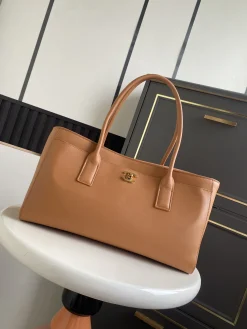 CHANEL Totes Bags Caviar Leather (Tan-Gold) 20X39X13CM I00202608070585
