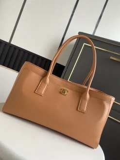 Alternative view of CHANEL Totes Bags Caviar Leather (Tan-Gold) 20X39X13CM I00202608070585