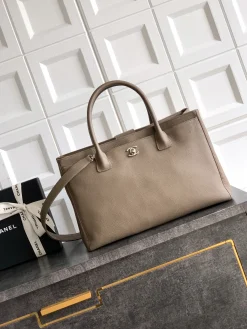 CHANEL Totes Bags Caviar Leather (Taupe-Silver) 24X36X14CM I00202608071375