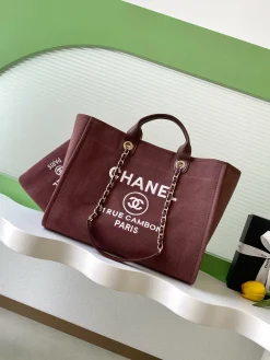 Alternative view of CHANEL Totes Bags Cotton Calfskin (Burgundy-Brown) 38CM F70202608070154