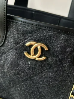 Alternative view of CHANEL Totes Bags Cotton Calfskin (Dark Grey-Black) 31X45X28CM H00202608073152
