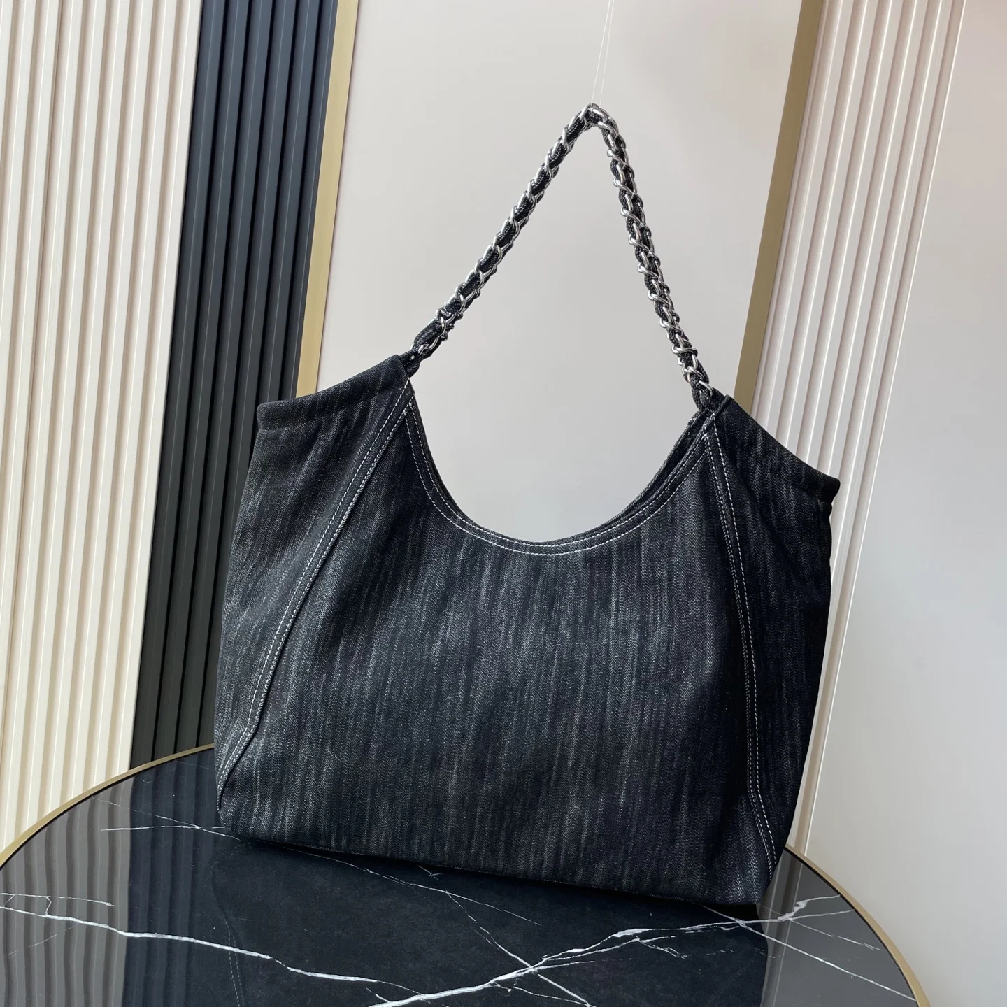 CHANEL Totes Bags Denim (Black-White) 35X48X14CM F50202608072076 - Image 3