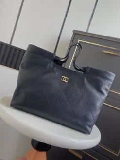 CHANEL Totes Bags Leather (Black-Gold) 30X25X12CM H50202608070757