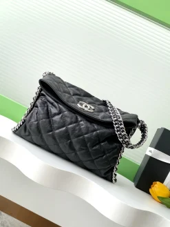 CHANEL Totes Bags Leather (Black-Silver) 33X22X8CM I20202608072408