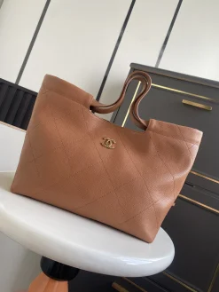 CHANEL Totes Bags Leather (Brown-Gold) 30X25X12CM H50202608070758