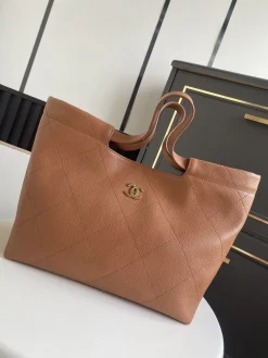 Alternative view of CHANEL Totes Bags Leather (Brown-Gold) 30X25X12CM H50202608070758