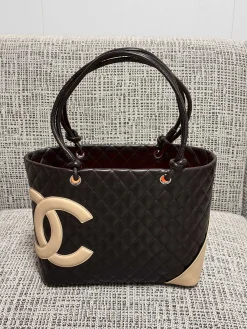 CHANEL Totes Bags Leather (Dark Brown-Beige) 30X25X15CM A120202608072580
