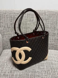 Alternative view of CHANEL Totes Bags Leather (Dark Brown-Beige) 30X25X15CM A120202608072580
