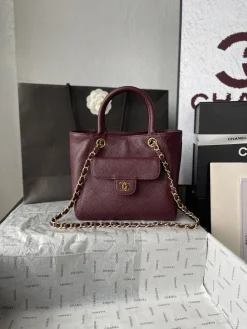 CHANEL Totes Bags Quilted Leather (Burgundy-Gold) 19X25X12CM F80202608070912