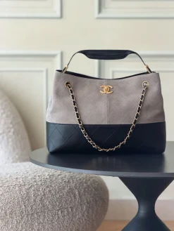 CHANEL Totes Bags Suede Leather (Grey-Black) 36X24X12CM G50202608071872