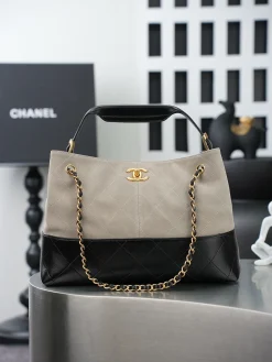 Alternative view of CHANEL Totes Bags Suede and Leather (Grey-Black) 36X24X12CM G00202608070315