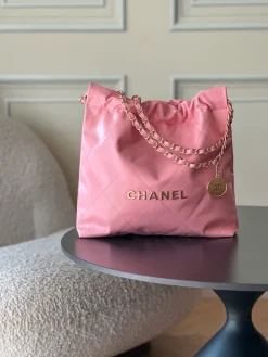 CHANEL Totes Bags Waxed Calf Leather (Pink-Gold) 35X37X7CM F00202608072063