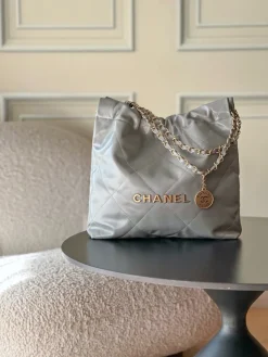CHANEL Totes Bags Waxed Calfskin (Grey-Gold) 35X37X7CM F00202608072062