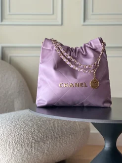 CHANEL Totes Bags Waxed Calfskin (Purple-Gold) 35X37X7CM F00202608072059