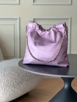 Alternative view of CHANEL Totes Bags Waxed Calfskin (Purple-Gold) 35X37X7CM F00202608072059