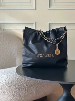 CHANEL Trend Bags Calfskin Leather (Black-Gold) 35X37X7CM F30202608072051