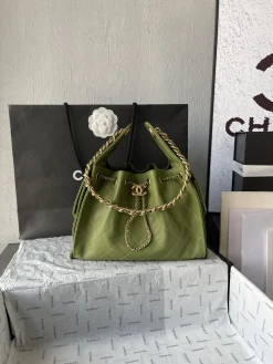 CHANEL Trend Bags Caviar Leather (Green-Gold) 30X26X14CM F50202608073186