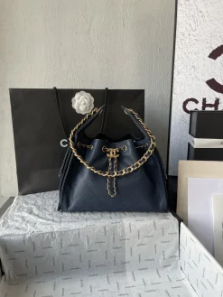 CHANEL Trend Bags Caviar Leather (Navy-Gold) 30X26X14CM F50202608073183