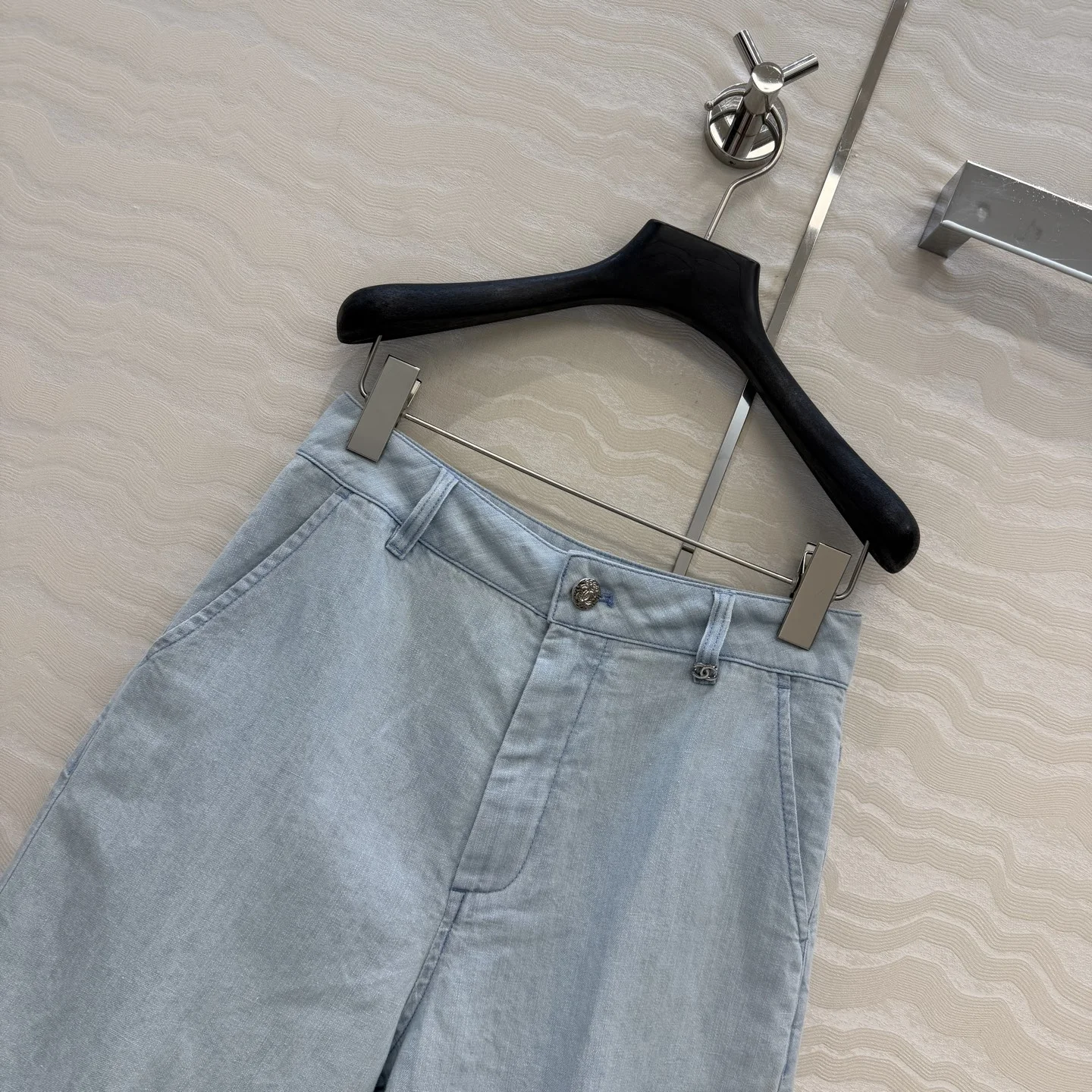 CHANEL Trousers Linen Denim 36 B60202608040350 - Image 2