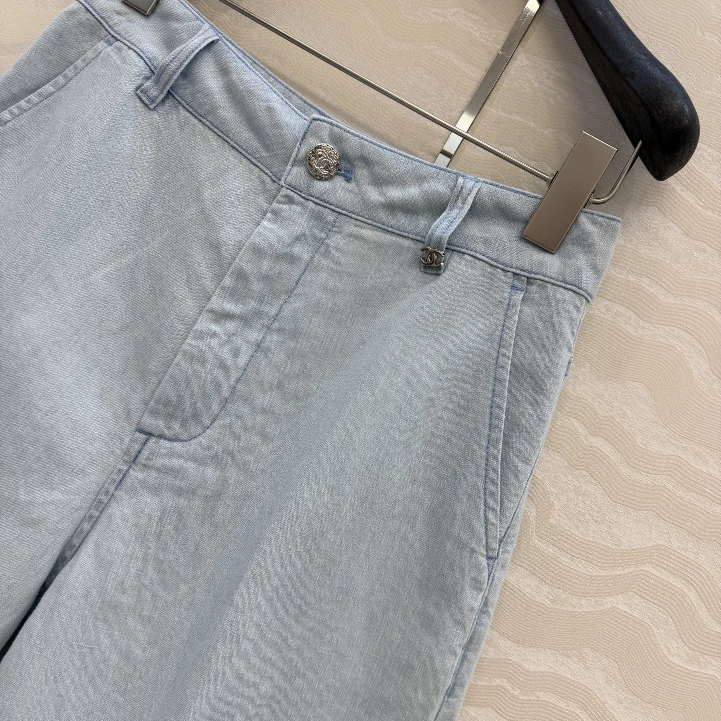 CHANEL Trousers Linen Denim 36 B60202608040350 - Image 3