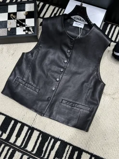CHANEL Vests Lambskin Leather S M L XL D35202608041400