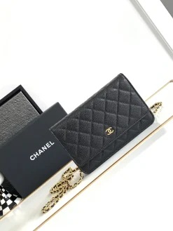 CHANEL Wallet Bags Caviar Leather (Black-Gold) One Size D00202608073137